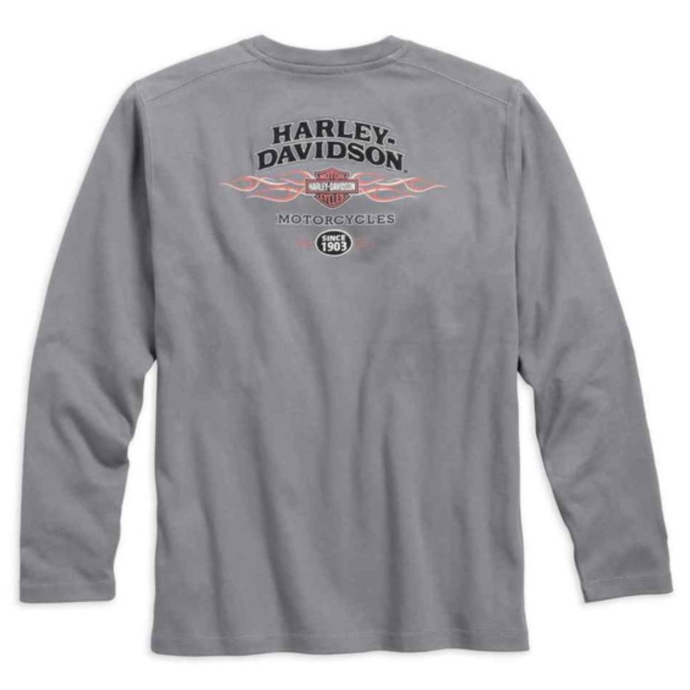 Harley-Davidson® Men's Pinstripe Flames Heavyweight Long Sleeve Tee 2XL